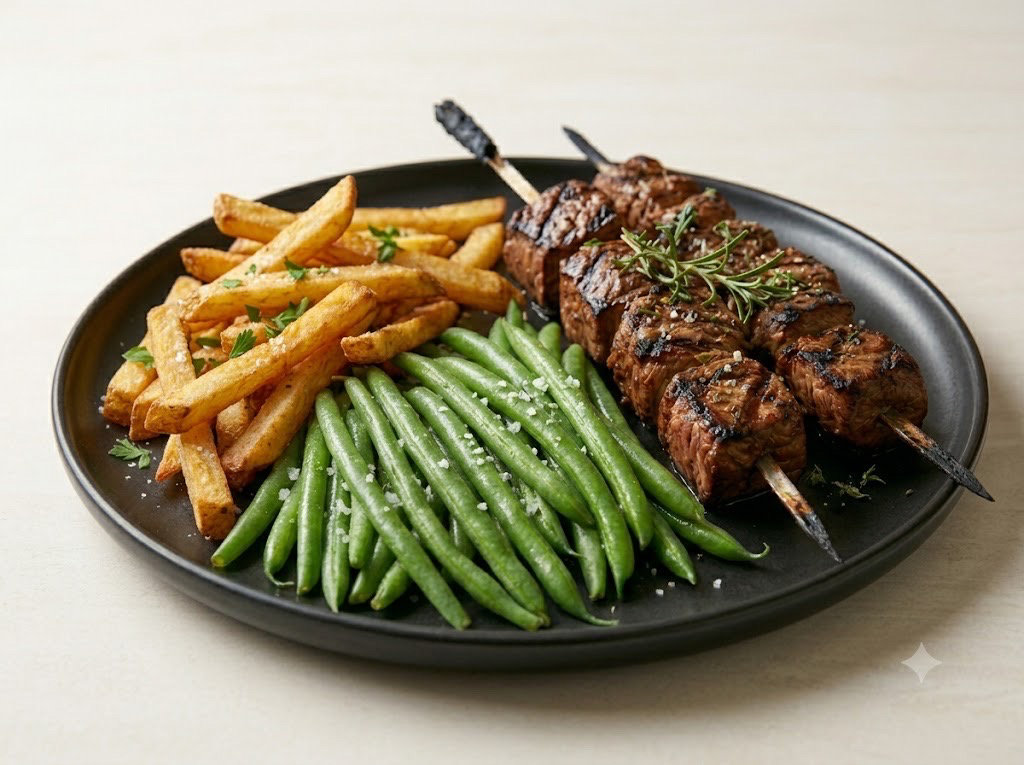 Assiette brochettes de veau
